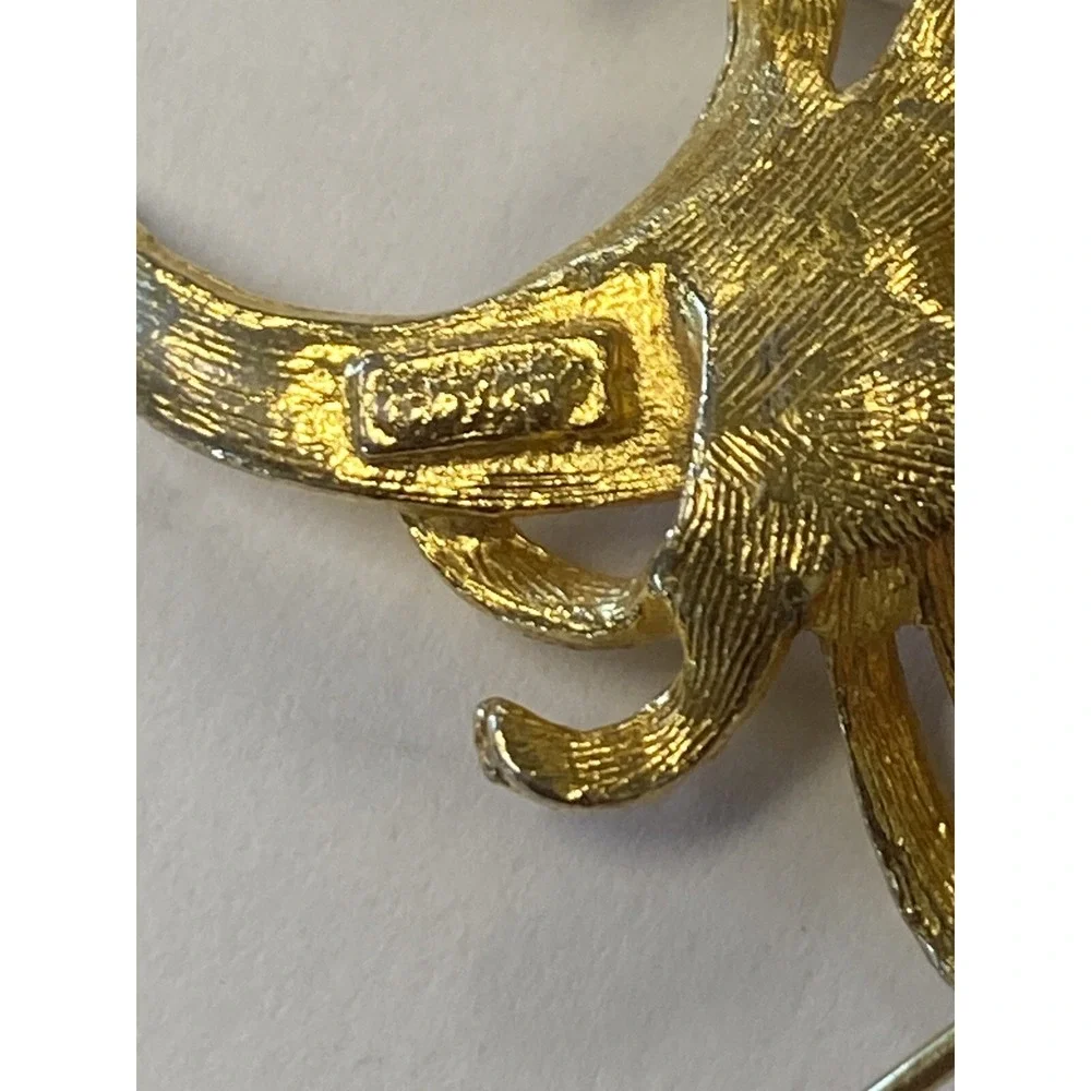 Vintage 70s‎ 80s Brooch Pin Gold Tone Leaf Floral 2.25